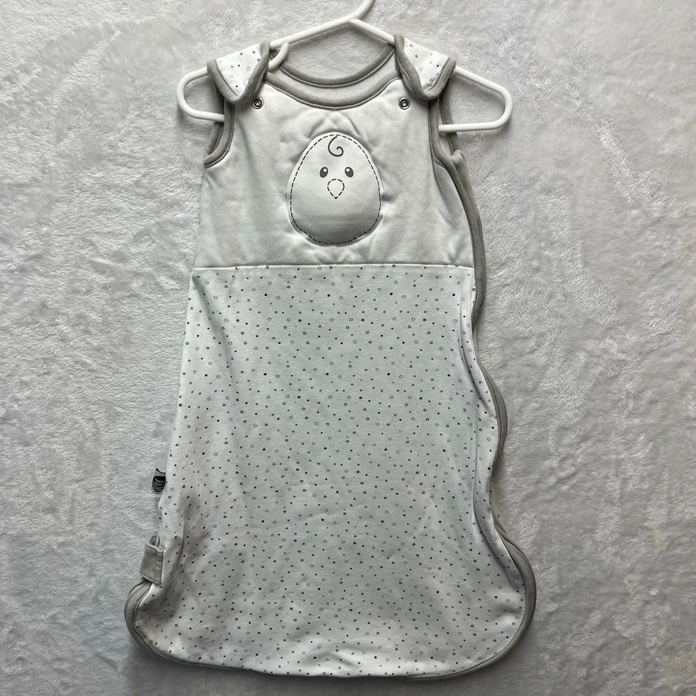 Nested Bean Wearable Blanket Sleepsack 0-6 Months White Gray Stars Cotton‎